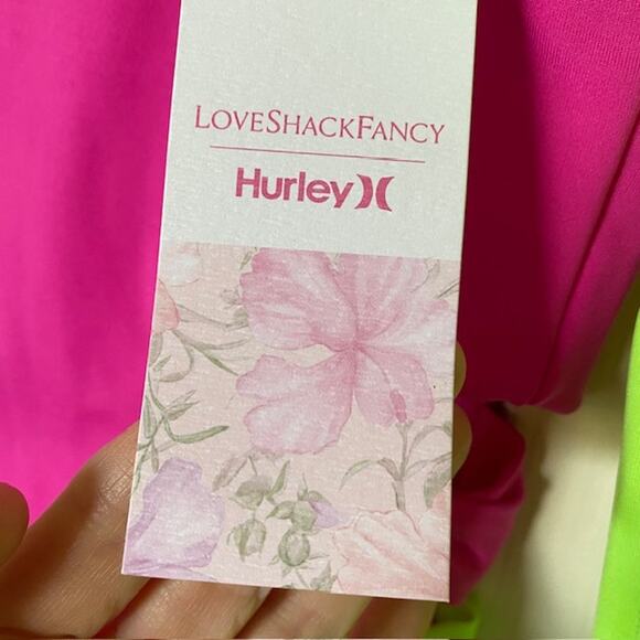 Love Shack Fancy x Hurley Max Solid Blocked Bow Cheeky Surf Swimsuit Medium NWT - Picture 5 of 12